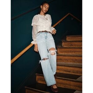 AMERICAN EAGLE STRIGID SKYLIGHT HIGH WAISTED STOVEPIPE JEANS SZ 6 NWOT